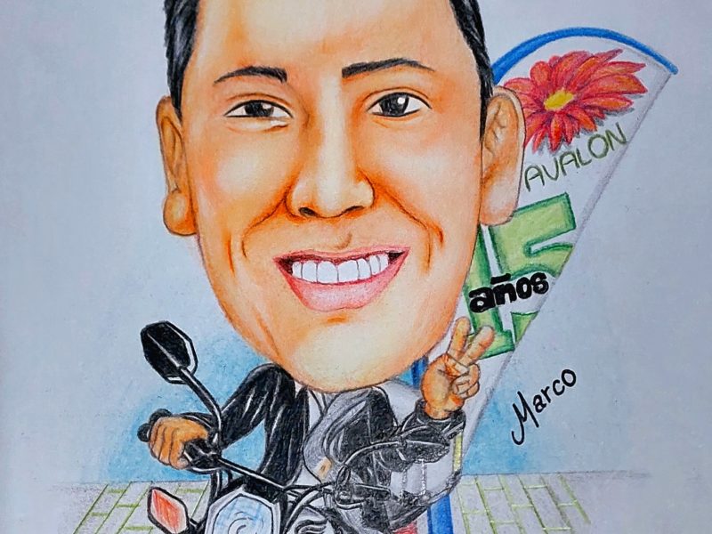 Caricatura personalizada enmarcada a color – ¡Un regalo con alma!